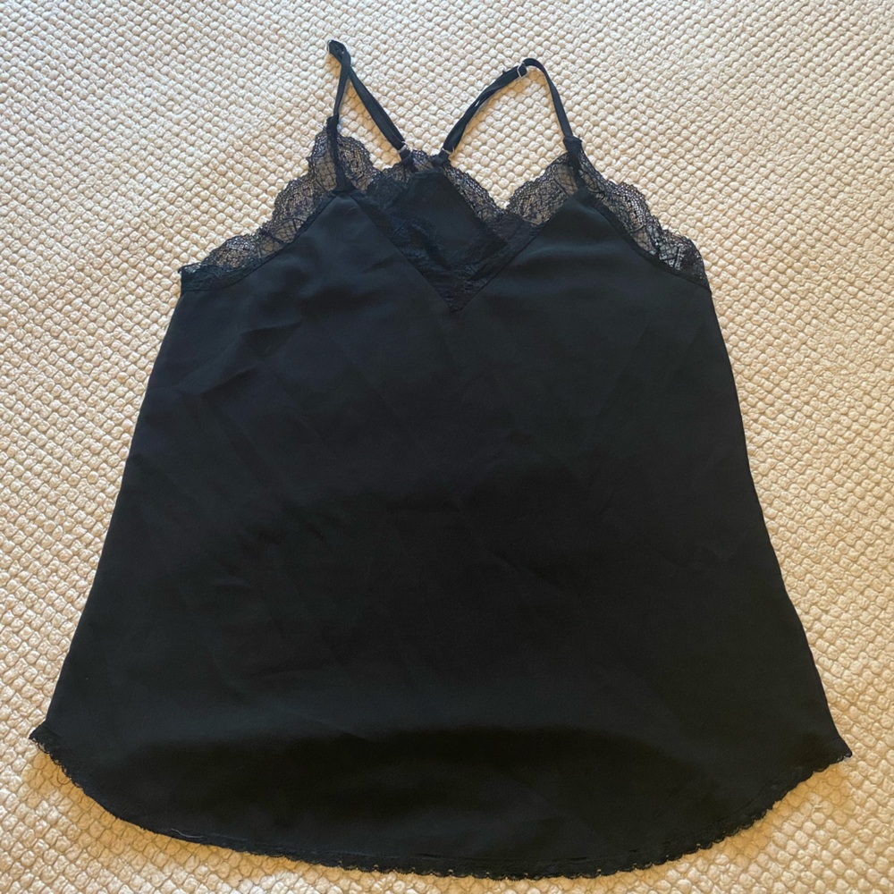 Black Lace Trim Cami Top